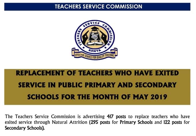 TSC teacher jobs for June 2019