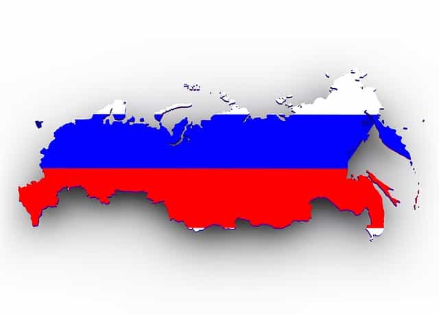 Map of Russia with Flag colours