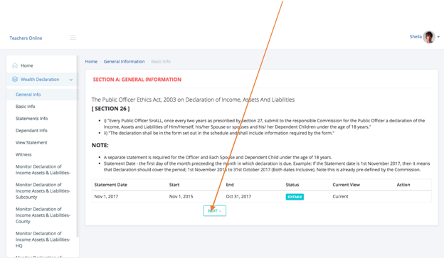 Online TSC Wealth and Assets Declaration Procedure