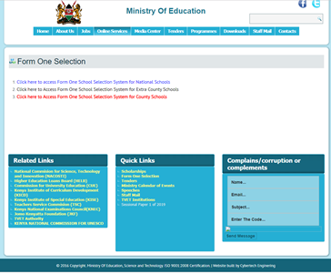 form one selection 2020, download 2020 form one admission letters, ministry of education www.education.go.ke