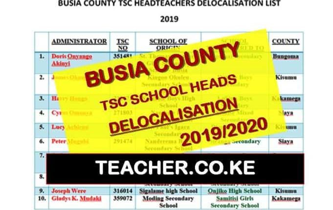 Busia County Delocalisation List of Headteachers December 2019