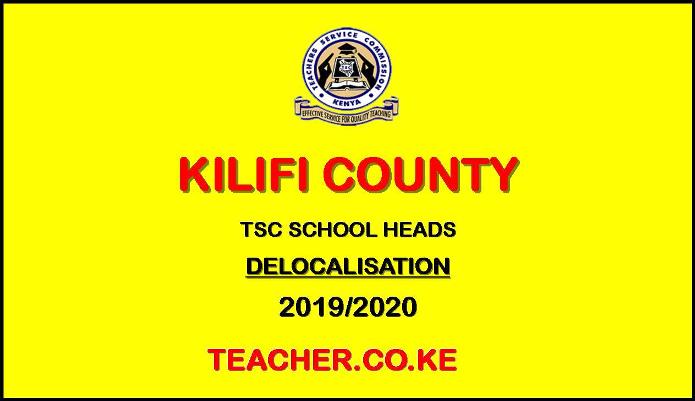Kilifi County Delocalisation List of Headteachers December 2019