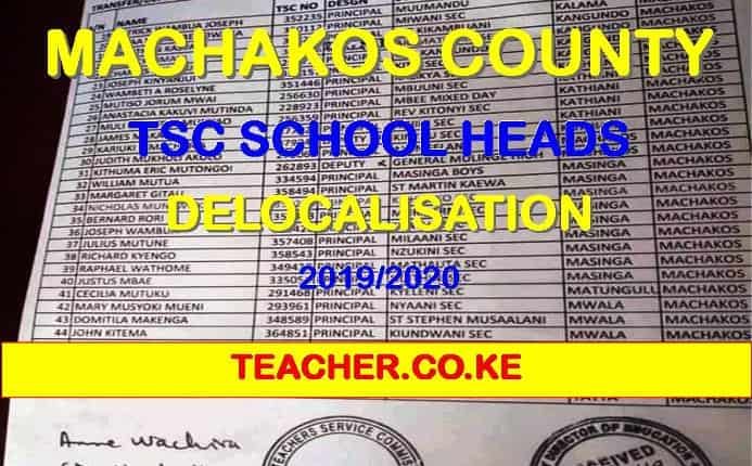 Machakos County Delocalization list december 2019