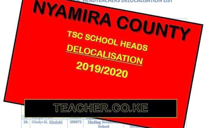 Nyamira County Delocalisation List of Headteachers December 2019