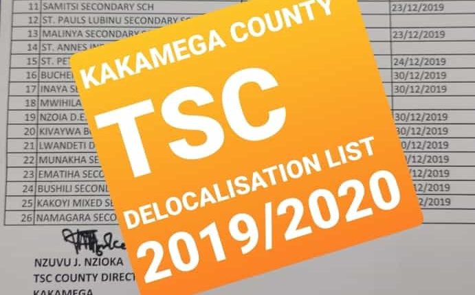 Kakamega County Delocalisation List of Headteachers December 2019
