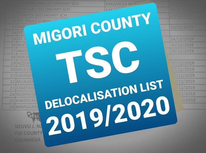 Migori County Delocalisation List of Headteachers December 2019