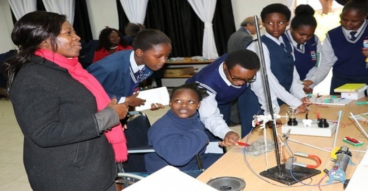 Students doing a science experiment