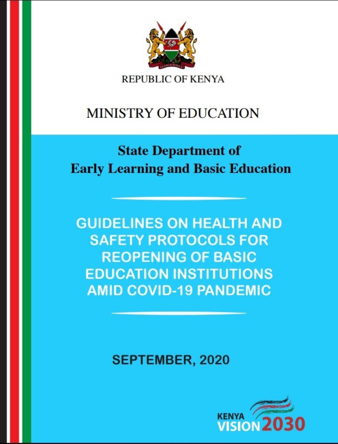 Ministry Of Education Guidelines On Health And Safety Protocols For Reopening Of Basic Education Institutions Amid Covid-19 Pandemic