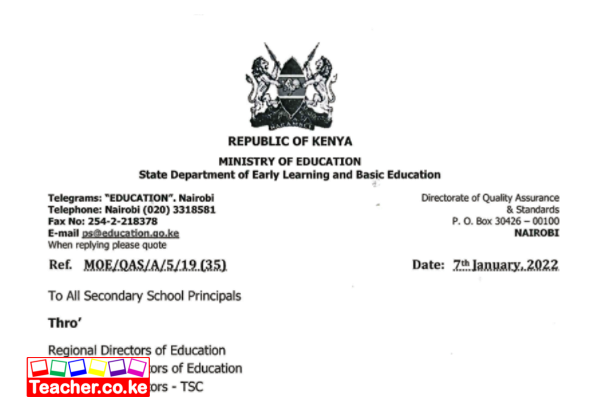 MoEs Circular on Approved English and Kiswahili Fasihi Books for Schools