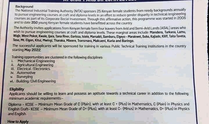 NITA advert on sponsorships