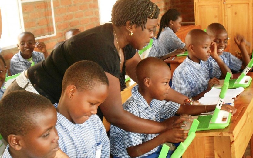 Learners using custom-made computer devices