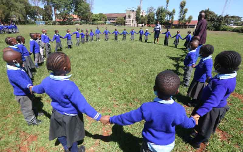 Young learners in a Kenyan school enjoying an outdoor session