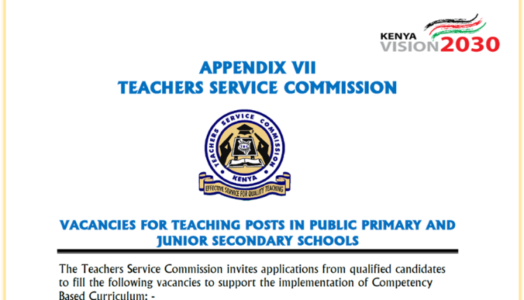 2023 TSC VACANCIES FOR TEACHING POSTS IN PUBLIC PRIMARY AND JUNIOR SECONDARY SCHOOLS