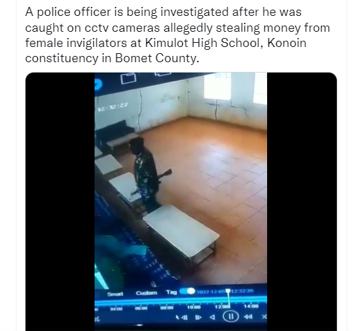 CCTV Shows Police Officer Stealing Money from KCSE Invigilators
