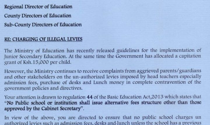 MOE Circilar on Illegal JSS Levies