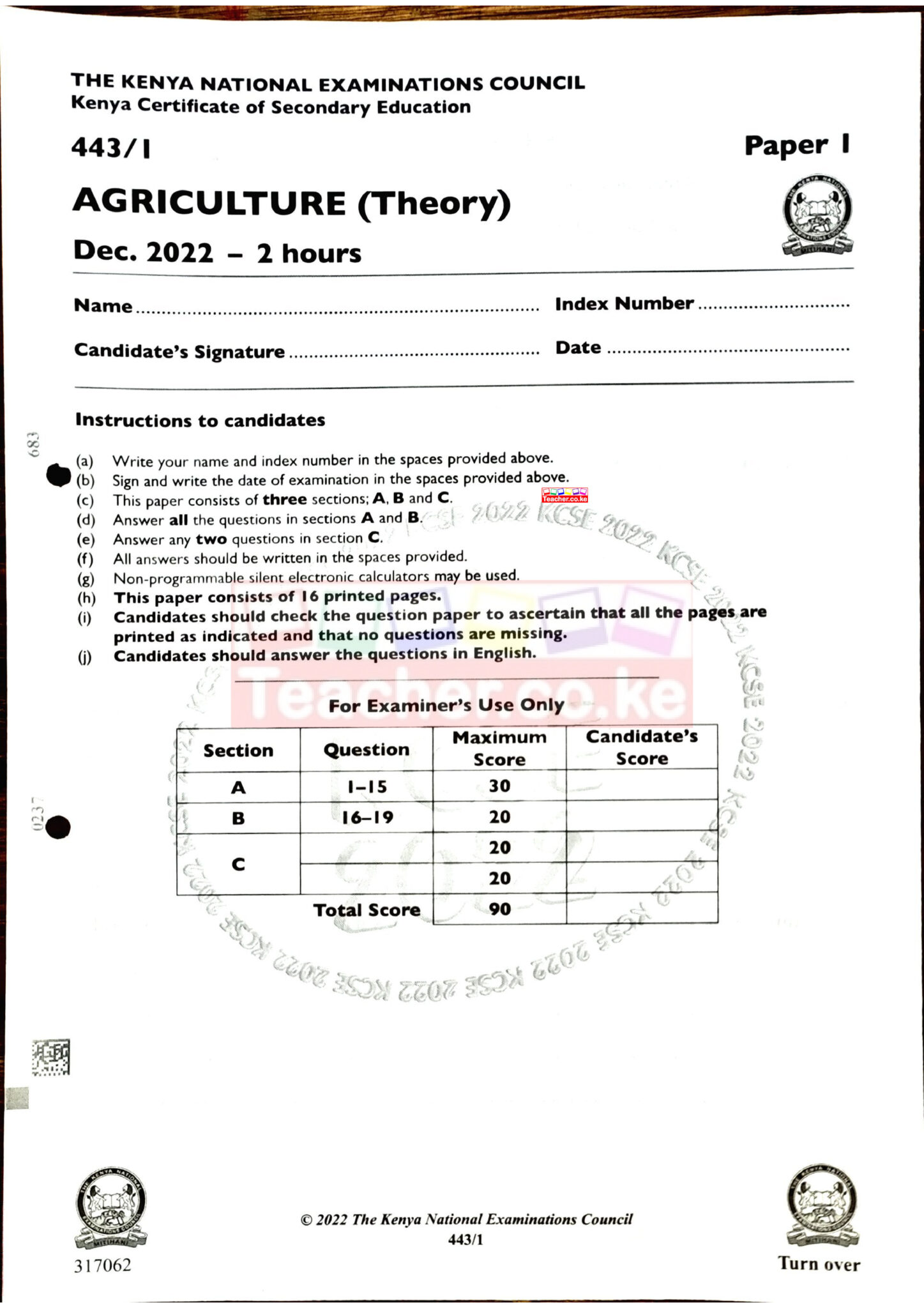 2022 KCSE KNEC PAST PAPERS - Teacher.co.ke