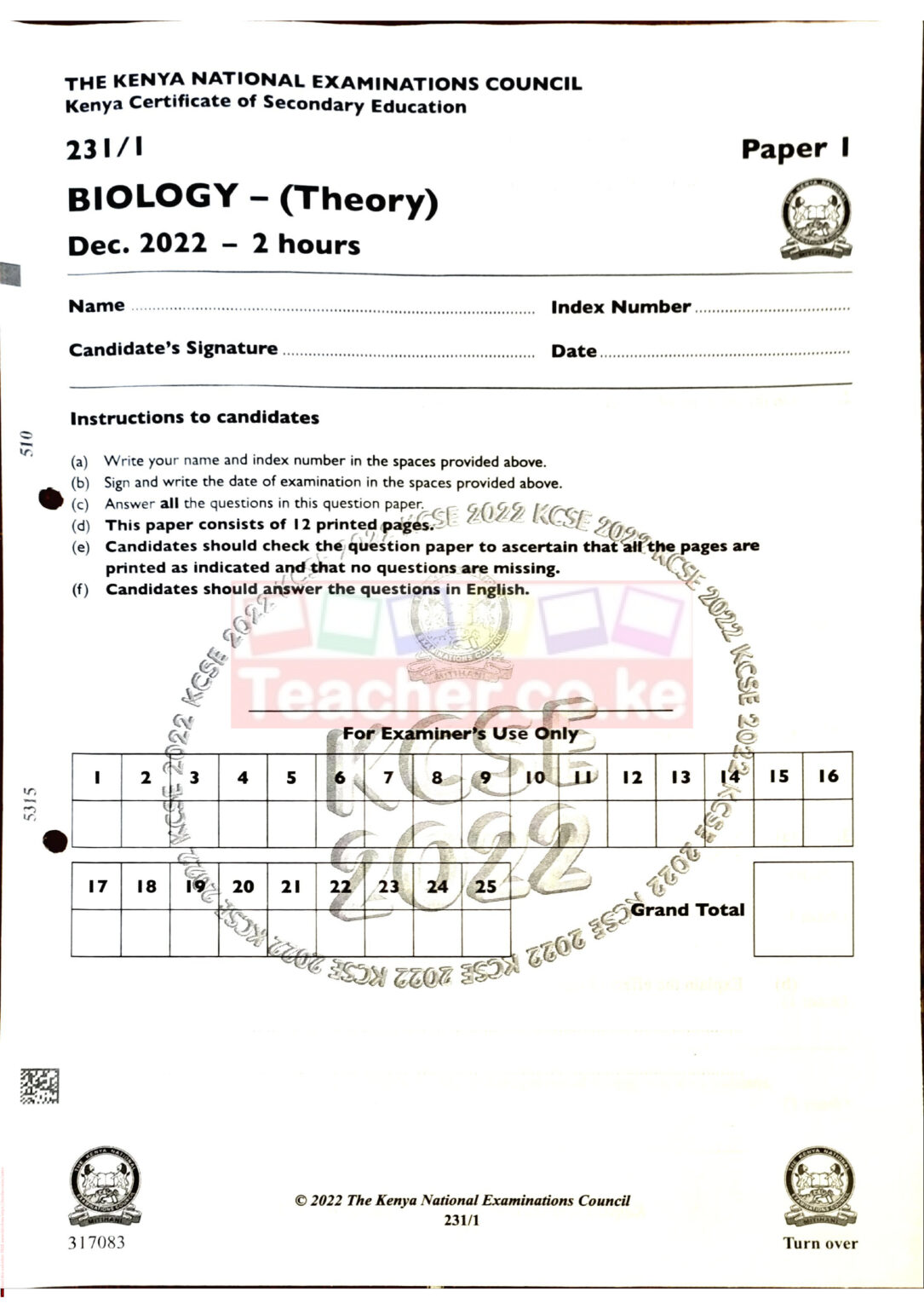 2022 KCSE KNEC PAST PAPERS - Teacher.co.ke