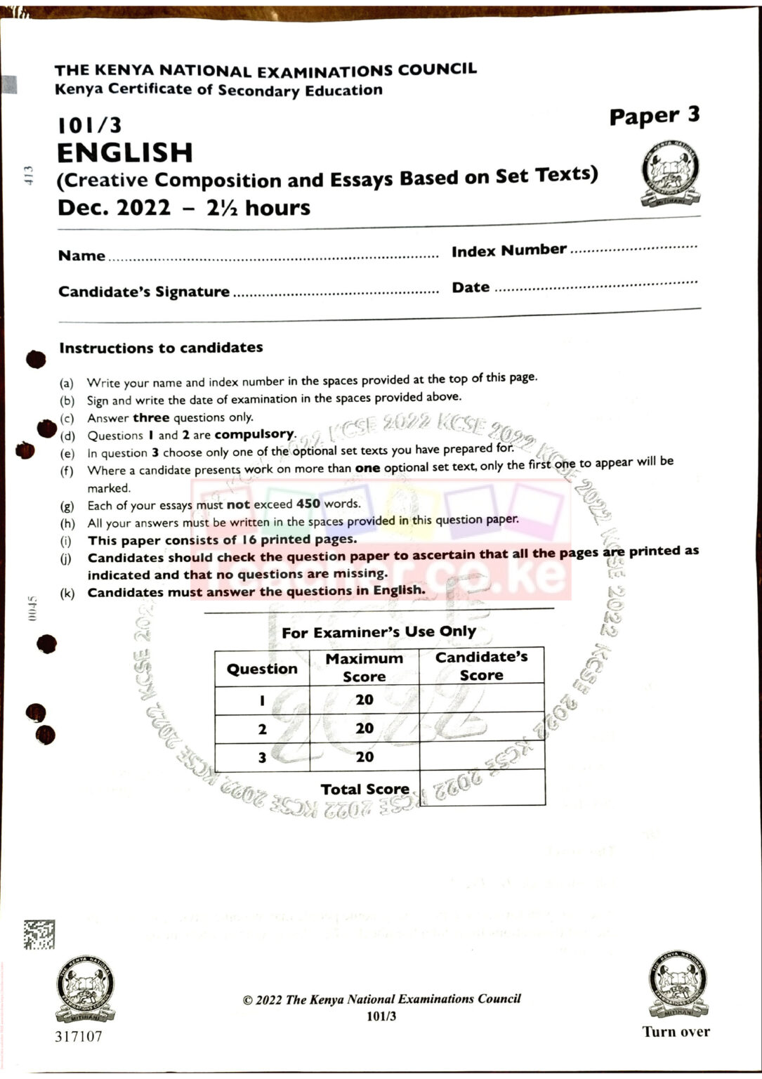 2022 KCSE Past Papers with Marking Schemes Teacher.co.ke