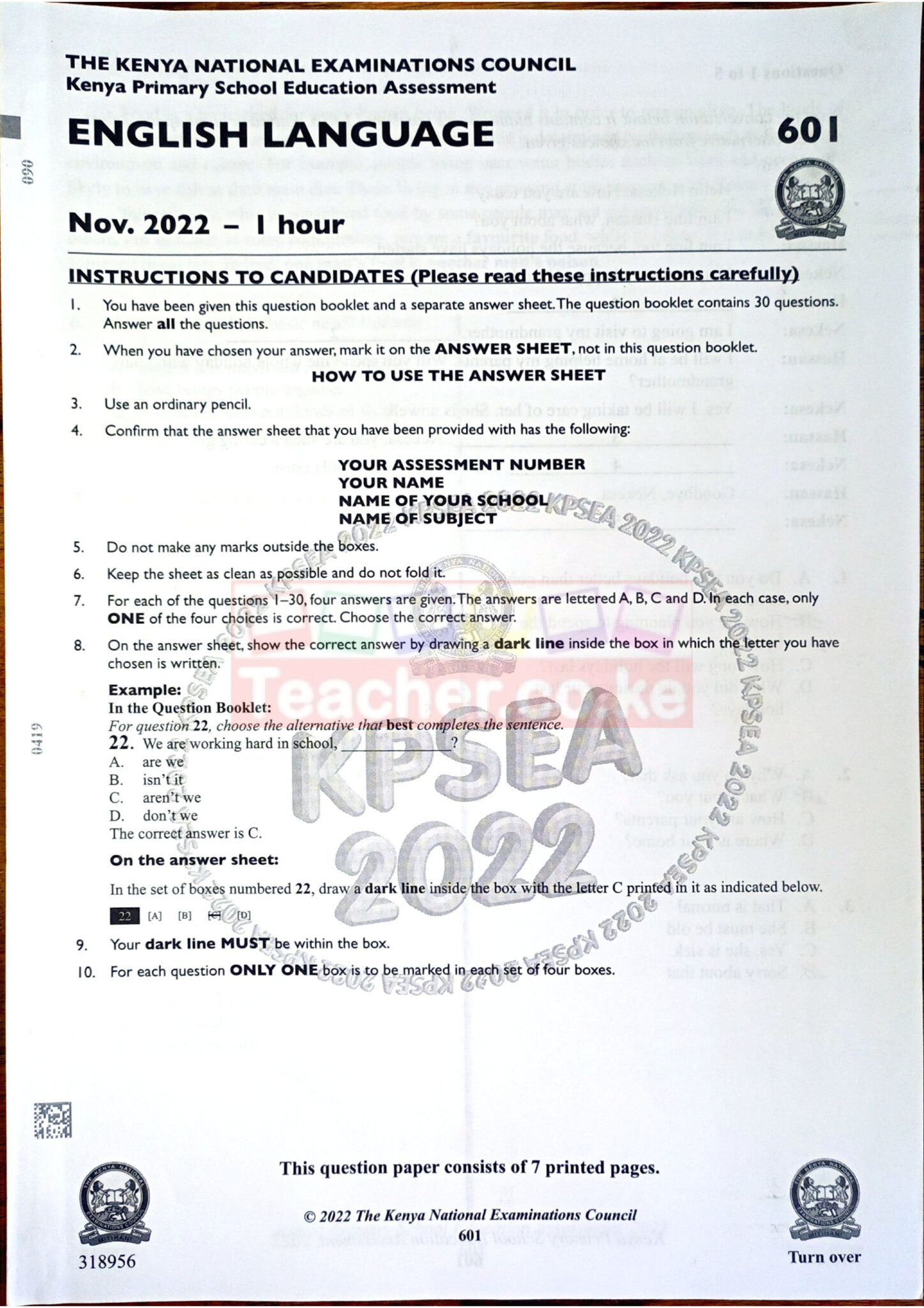 2022 KCSE KNEC PAST PAPERS - Teacher.co.ke