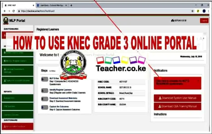 How to Use KNEC Grade 3 Portal to Monitor Learner Progress