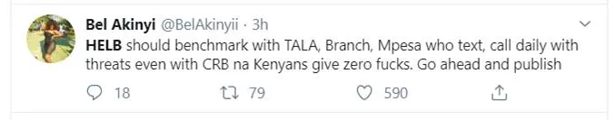 Bel Akinyi's Response to HELB Loan notice