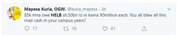 Mapesa Kuria's Response to HELB Loan notice
