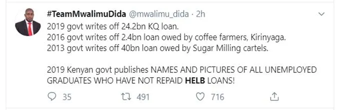 Mwalimu Dida Response to HELB notice