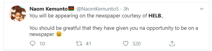 Naom Kemunto's Response to HELB notice