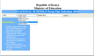 form one selection 2020, download 2020 form one admission letters, ministry of education www.education.go.ke
