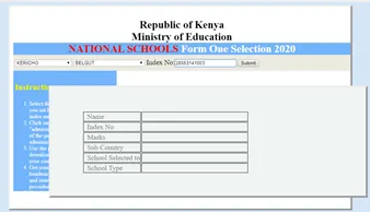 form one selection 2020, download 2020 form one admission letters, ministry of education www.education.go.ke