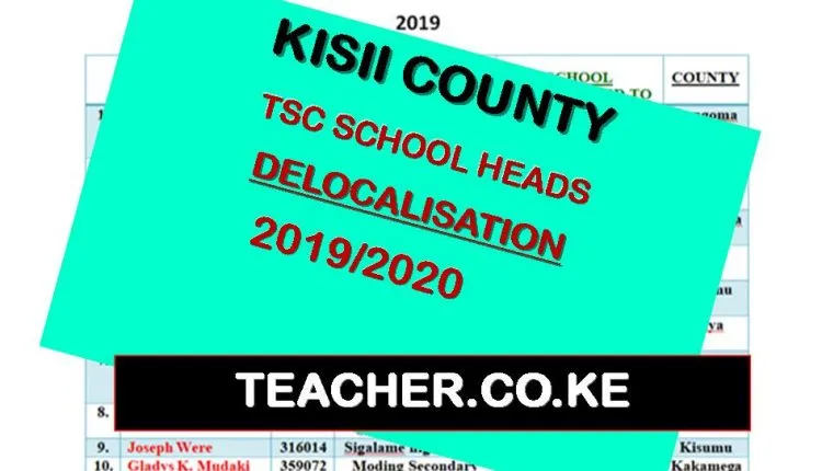 Kisii County Delocalisation List Of Headteachers December 2019 Min