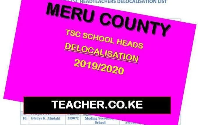 Meru County Delocalisation List of Headteachers December 2019