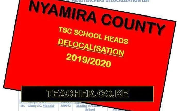 Nyamira County Delocalisation List of Headteachers December 2019