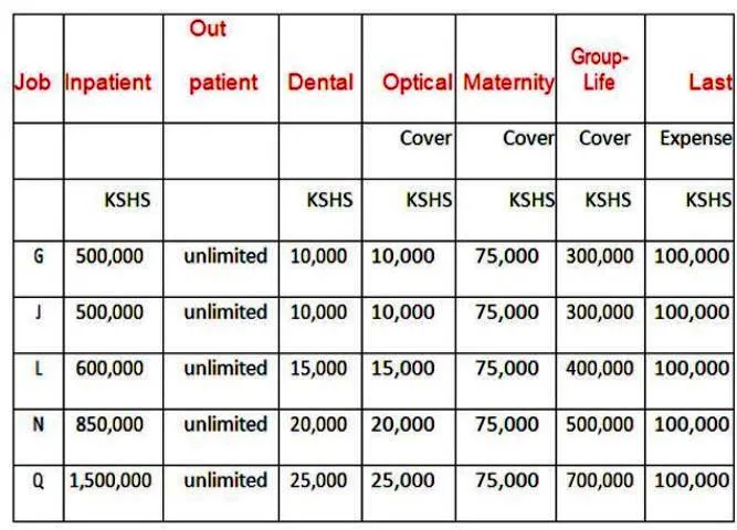 2020 TSC AON Minet Medical Insurance Scheme Benefits
