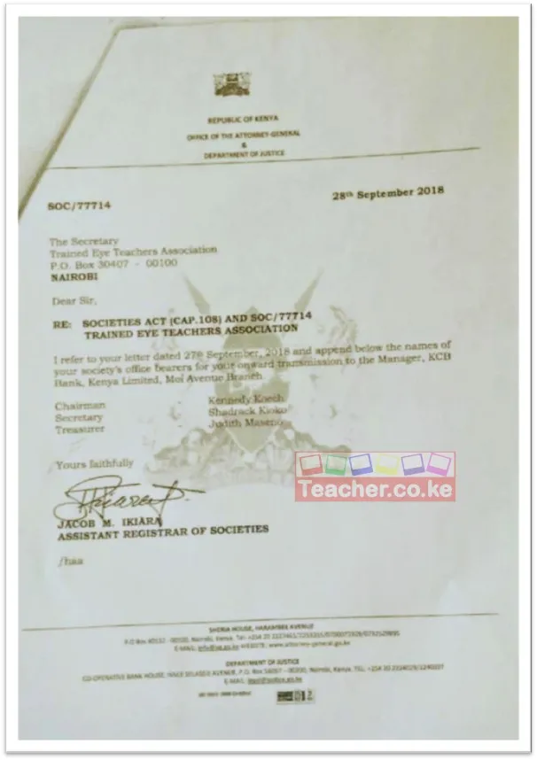 Trained EYE Teachers Association Registration Certificate