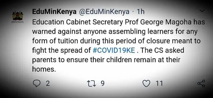 CS Magoha Warns Teachers On Tuition During Corona Break