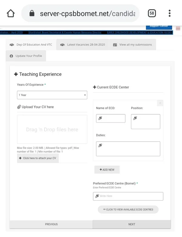 Teaching Experience Bomet County Ecde Jobs Online