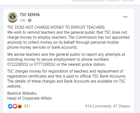 TSC FB Notice