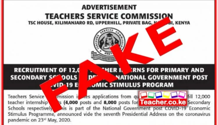 Fake 12,000 TSC 2020 Internship Vacancies