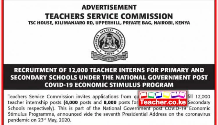 12,000 TSC 2020 Internship Vacancies