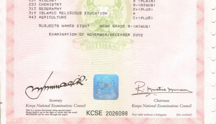 KCSE Cert 1