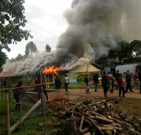 Cheborge High School on fire