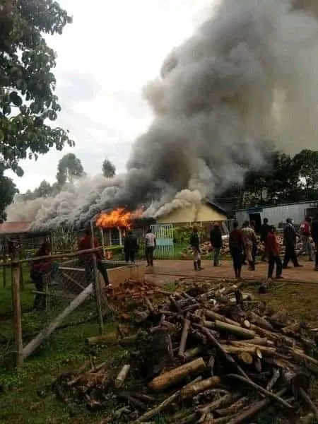 Cheborge High School on fire