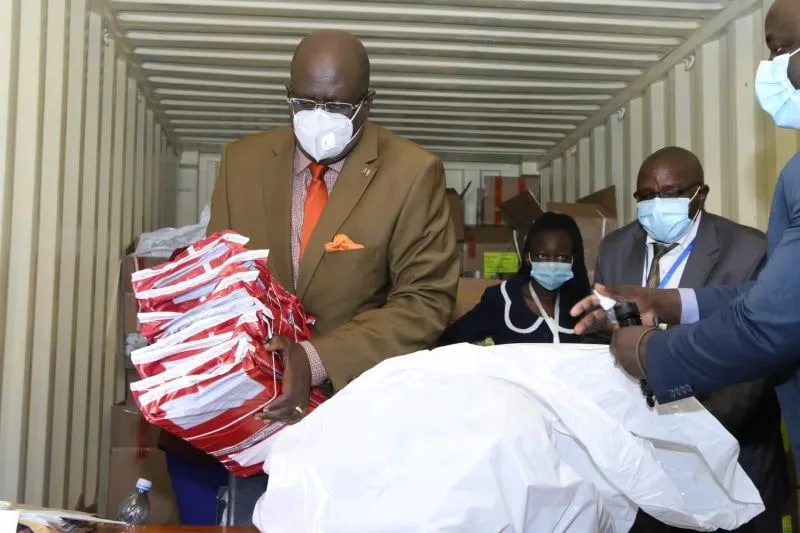 Education Cabinet Secretary Prof. George Magoha Supervising the Distribution of KCSE Examination Papers at Kisumu Central Storage on 6th April 2020. (Photo/Courtesy)