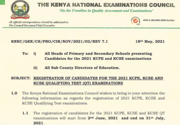 KNEC Circular