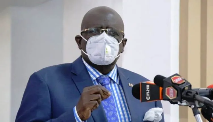 CS Magoha at a past press conference at the KICD when he was the Minister for Education