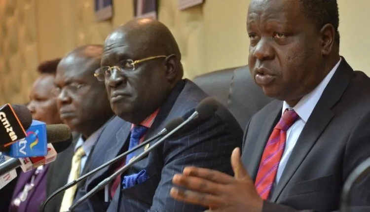 Interior CS Fred Matiangi Alongside Counterpart CS For Education Prof Magoha