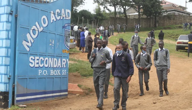 Molo Boys Academy Students Walking Out Of The Institution