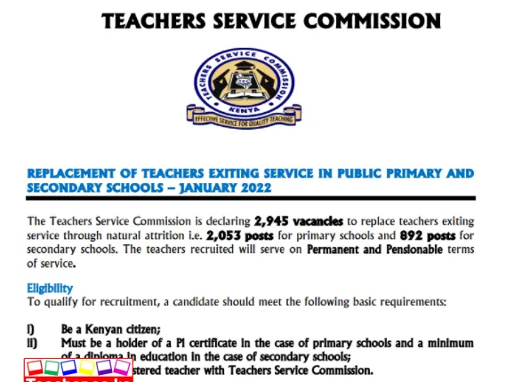 TSC Recruitment Advert