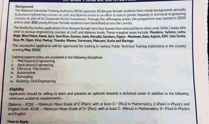 NITA advert on sponsorships